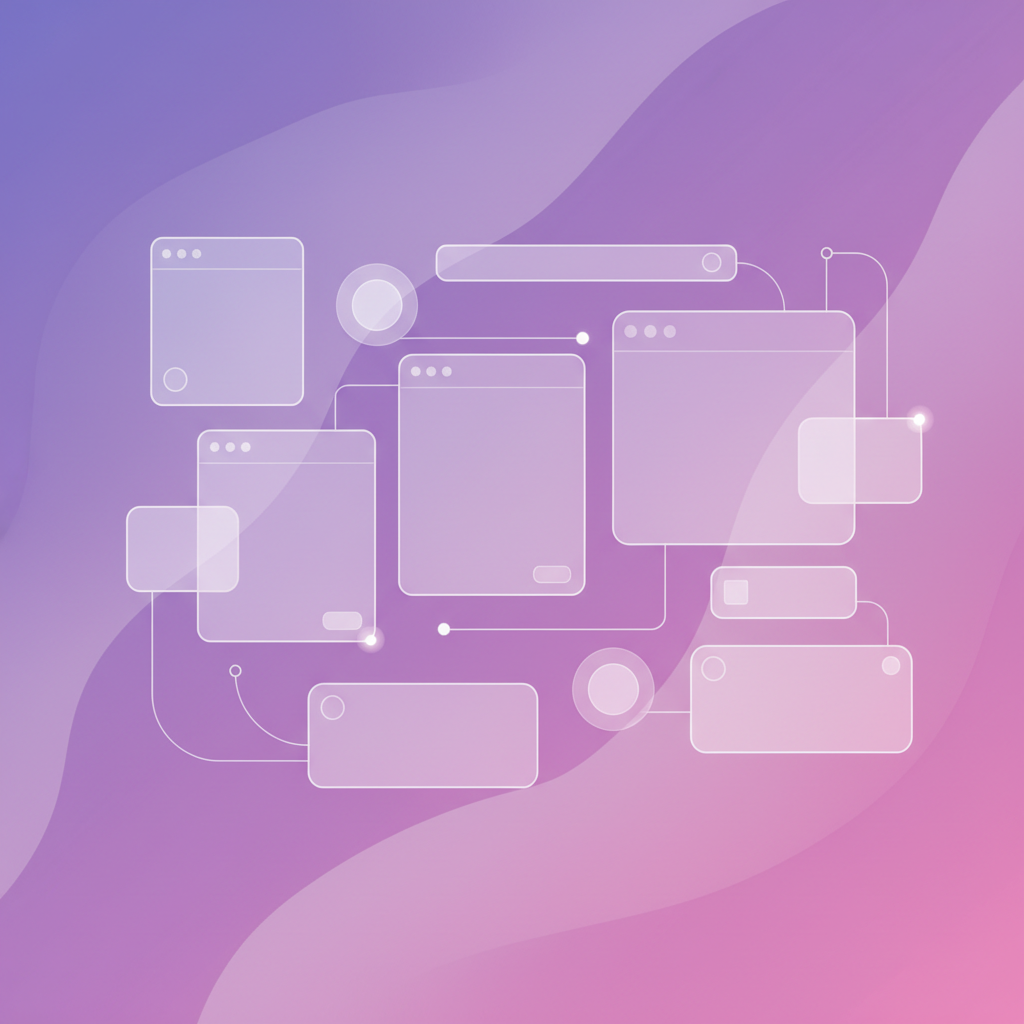 Visualisation abstraite d'un tableau de bord SaaS moderne avec des dégradés violet et rose représentant la rapidité et l'innovation.
