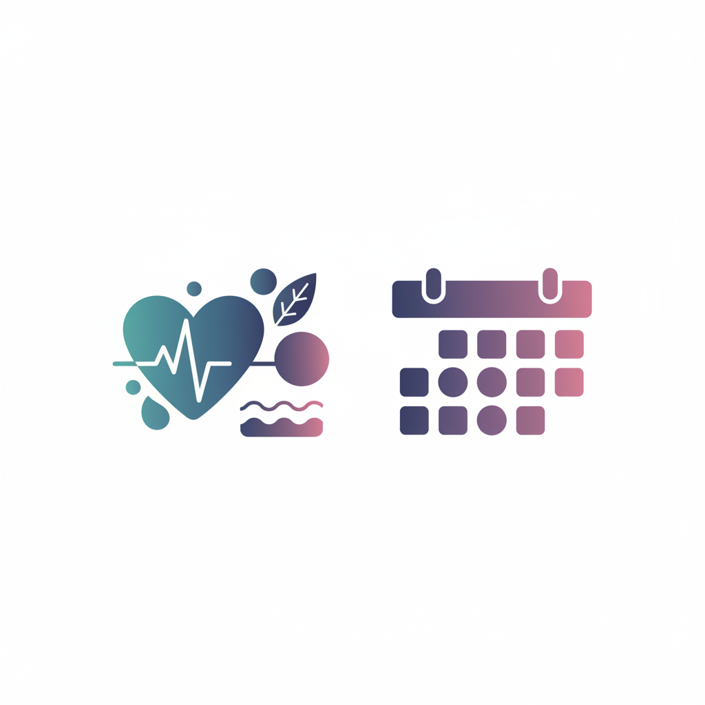 Une interface abstraite moderne et minimaliste évoquant la santé et la planification.