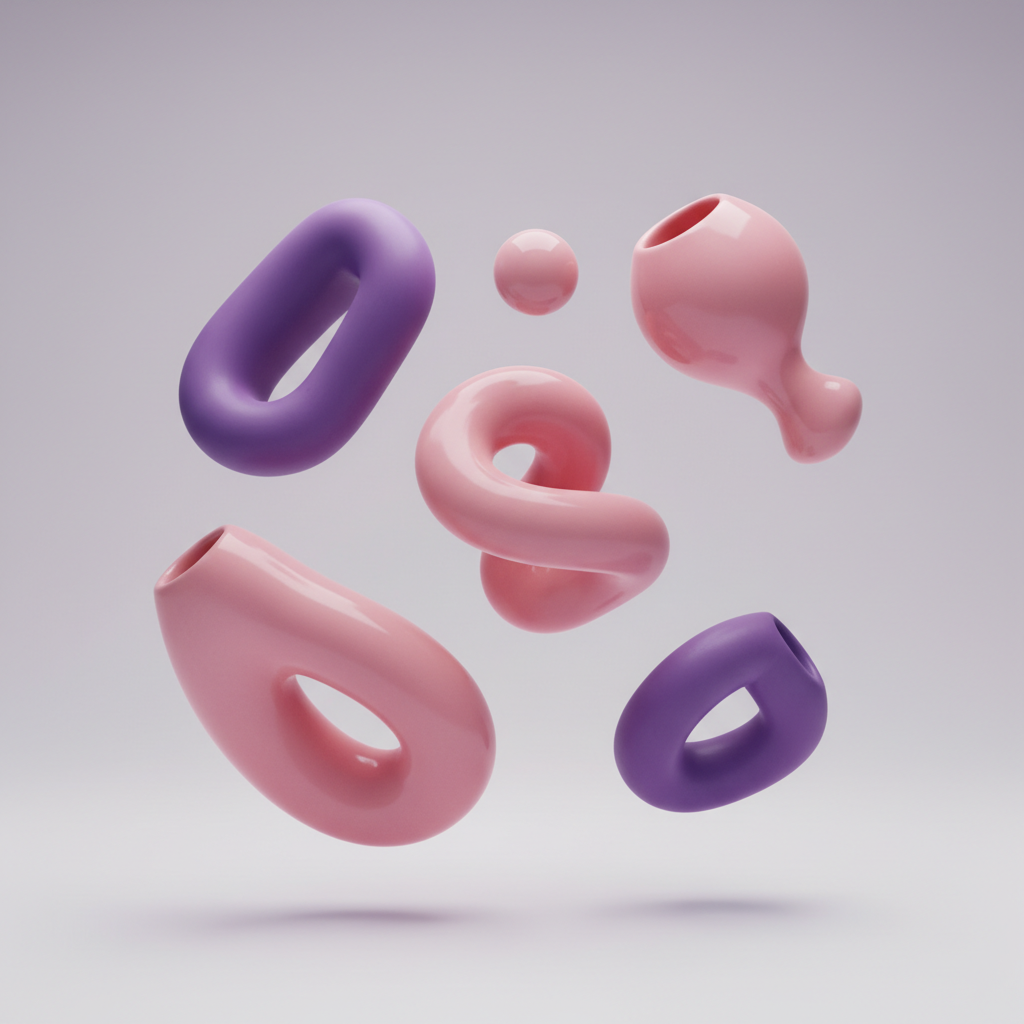 Représentation abstraite minimaliste de moulage d'argile avec des dégradés Lovable rose et mauve.