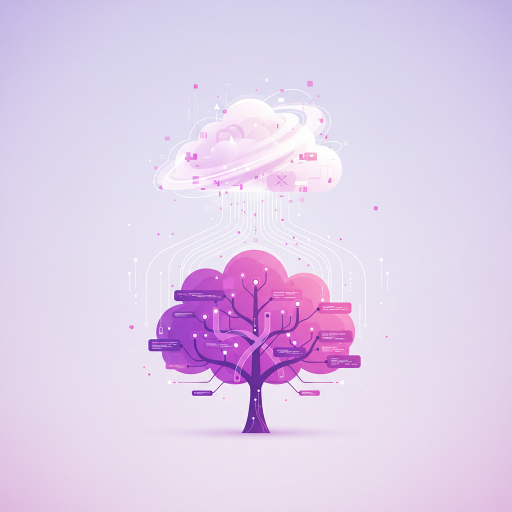 Visualisation abstraite des branches GitHub connectant l'IA Lovable et un éditeur de code local avec Claude.