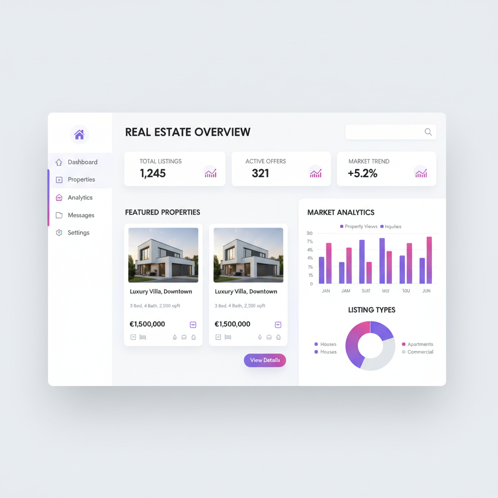 Mockup du Dashboard CRM Immobilier