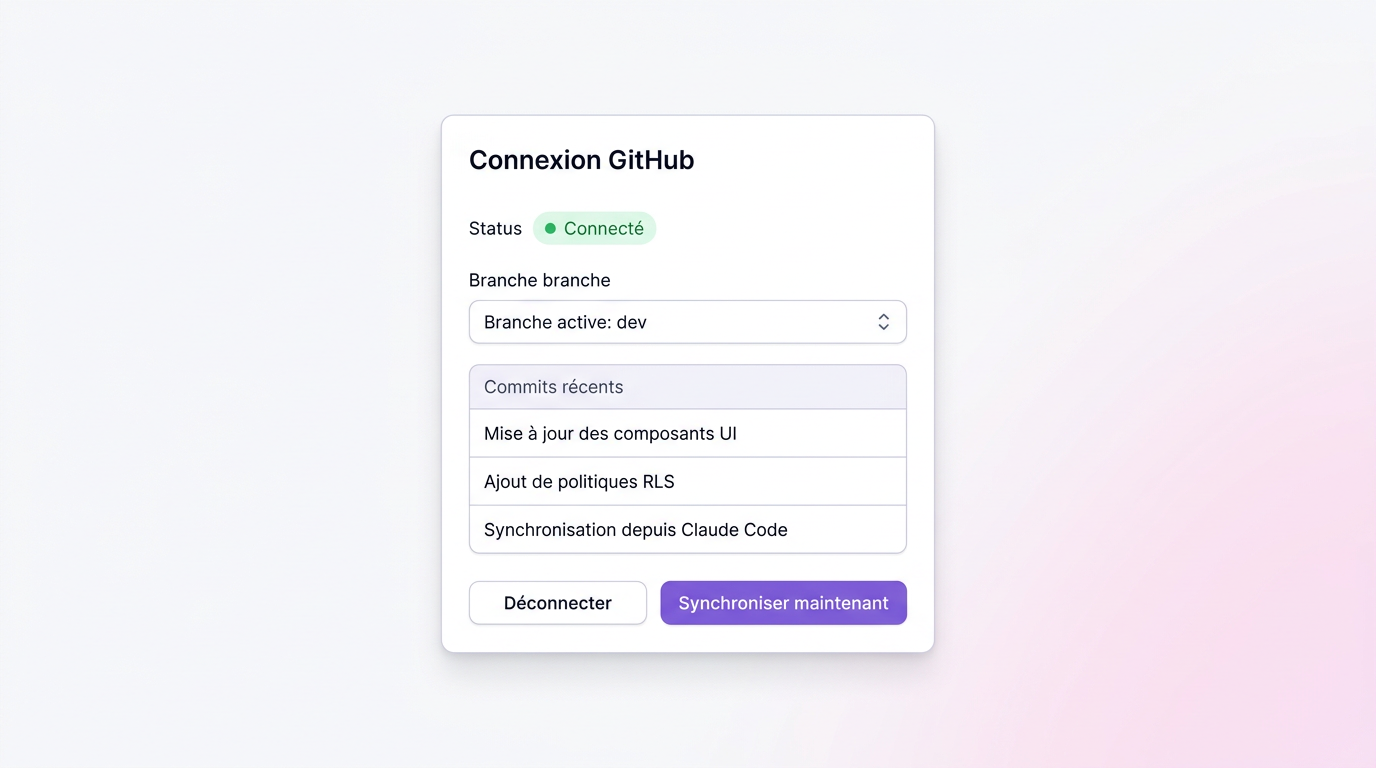 Paramètres de connexion GitHub dans Lovable.